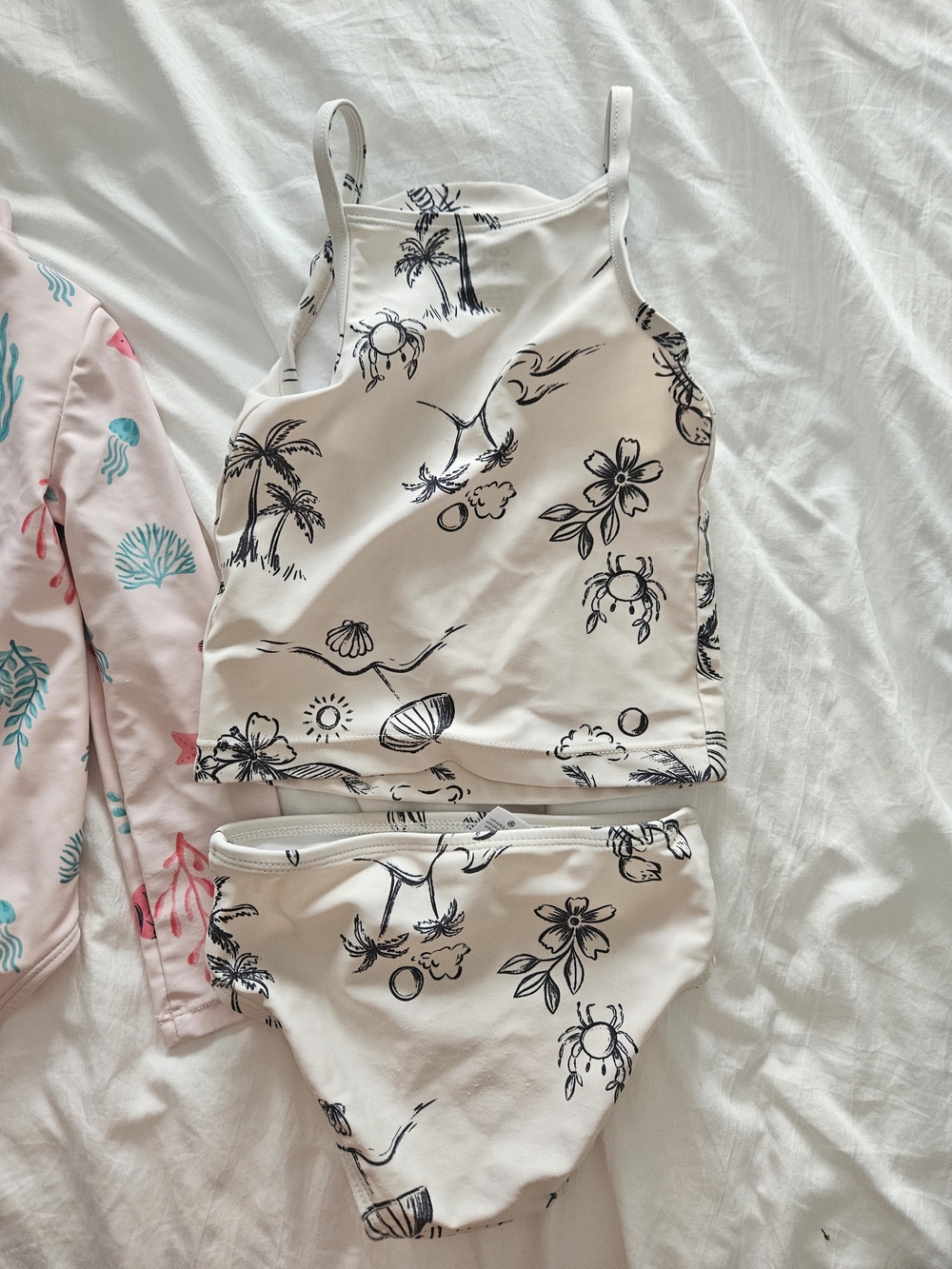 Carter's Girls Pink Floral & Seashell Two-Piece and Rashguard Swimsuits - Picture 6 of 9